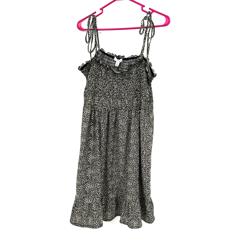 Topshop size 14 sleeveless mini dress new with tags smocked bodice leopard print